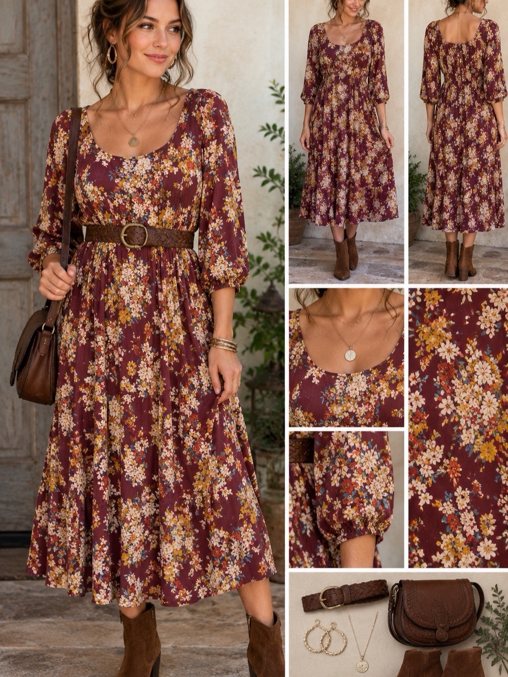 Skies are Blue Anthropologie Midi Floral Dress